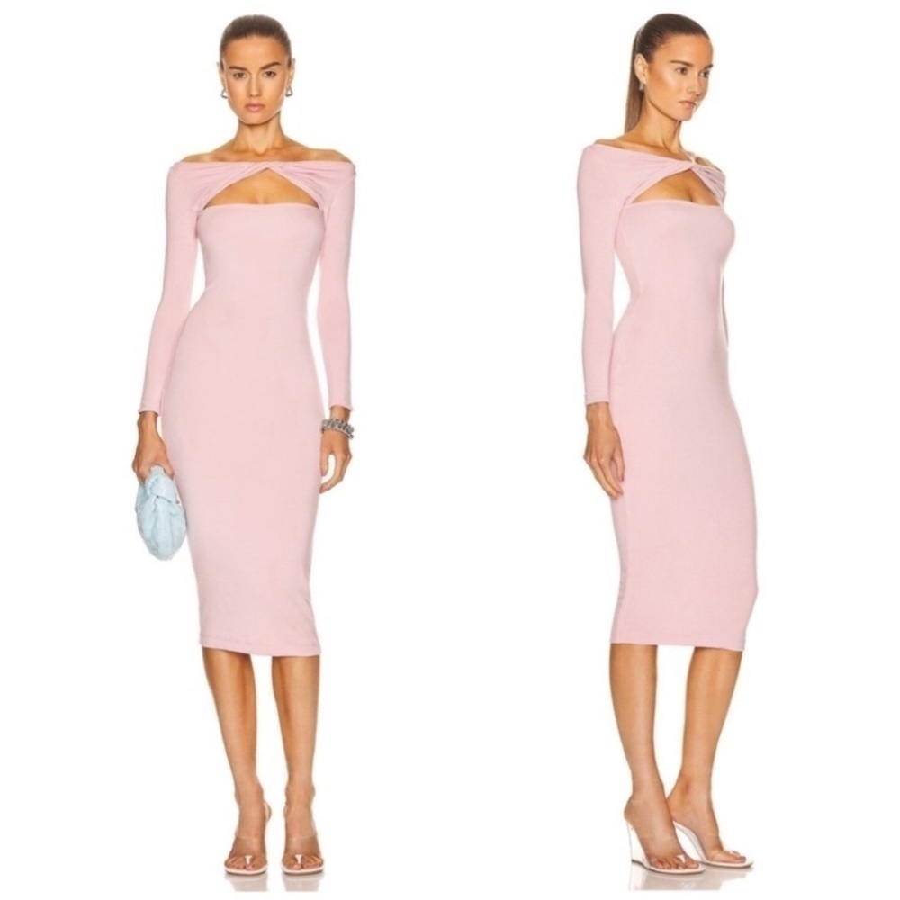 SER.O.YA Irene Pastel Pink Off-Shoulder Long Sleeve Dress Size XS